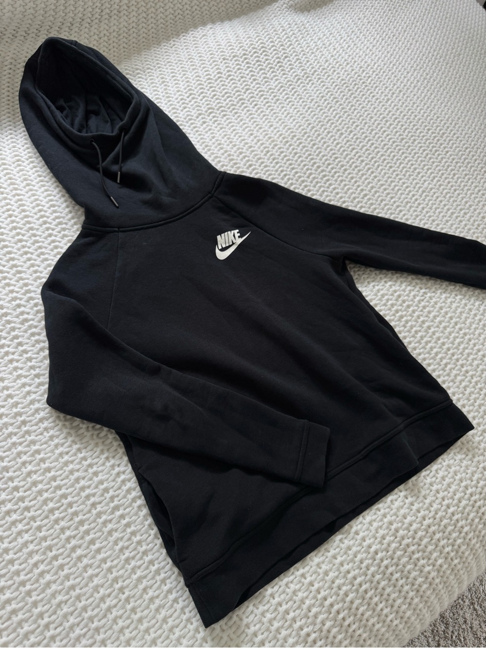 Nike Black Hoodie Sweatshirt with White Swoosh